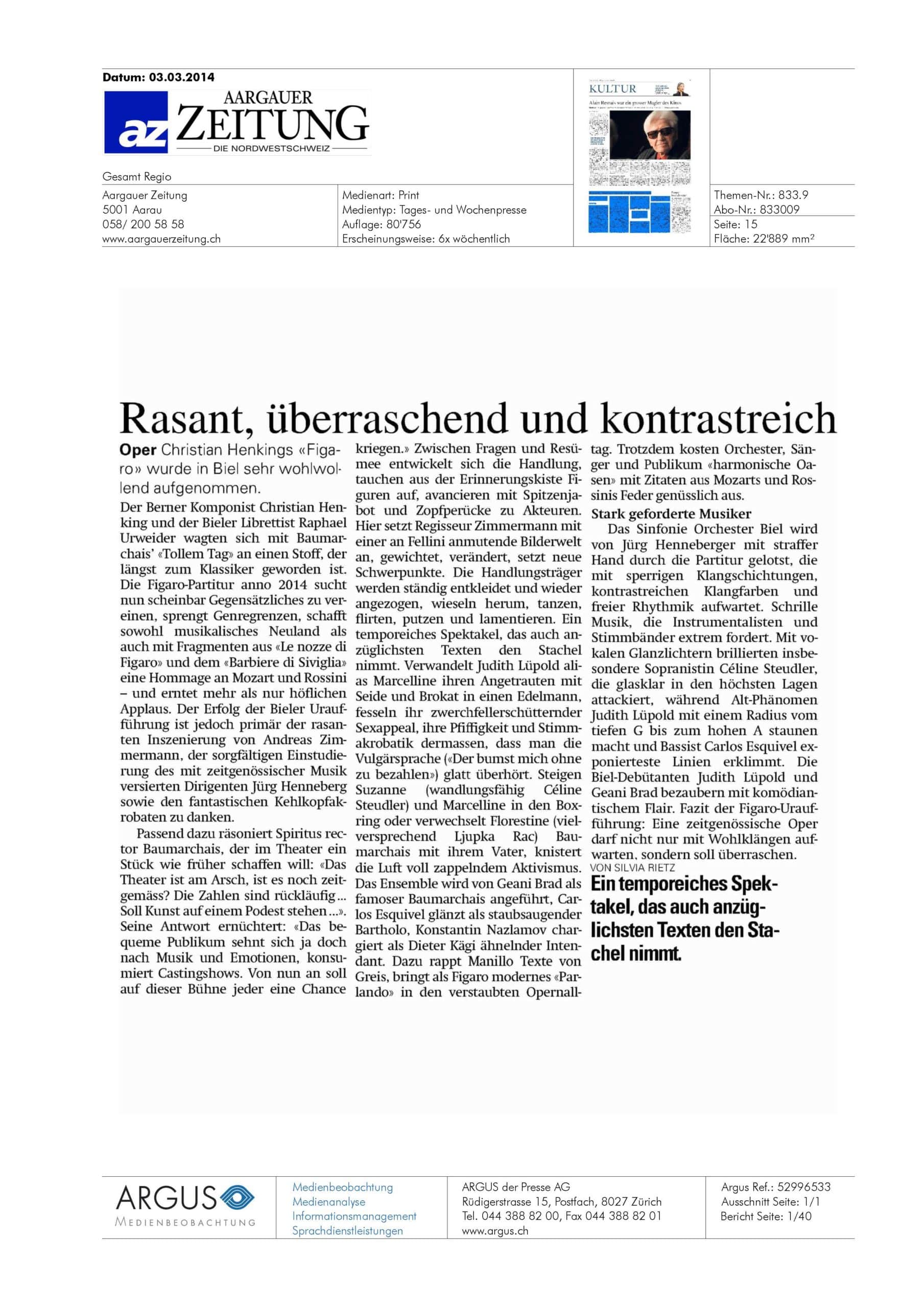 Aargauer Zeitung, 3 mars 2014