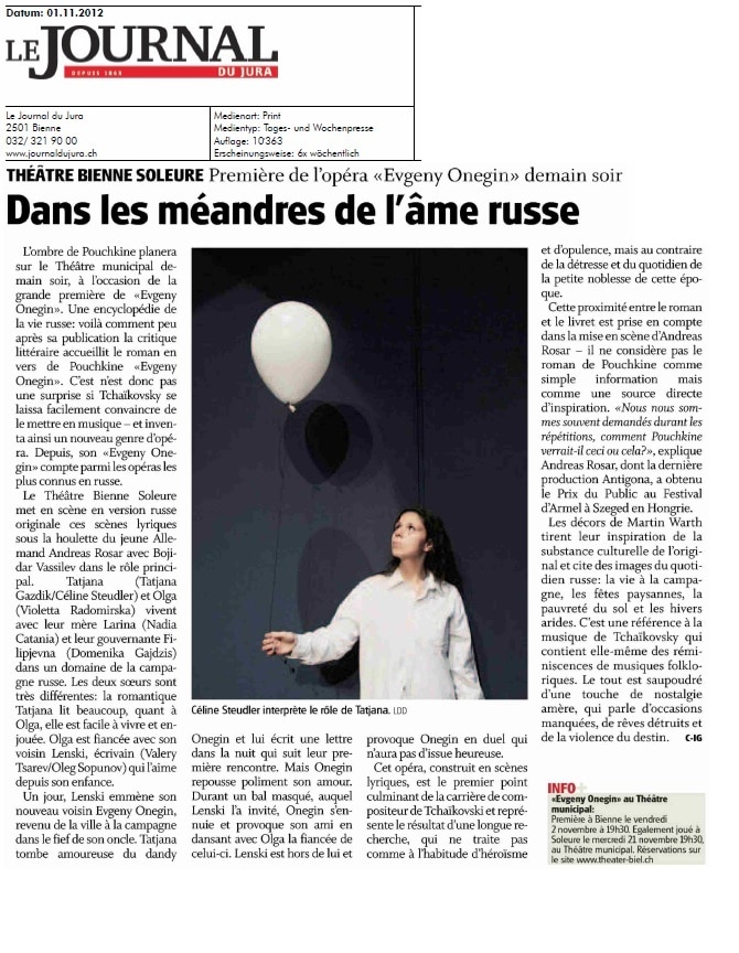 Article paru dans le journal du Jura