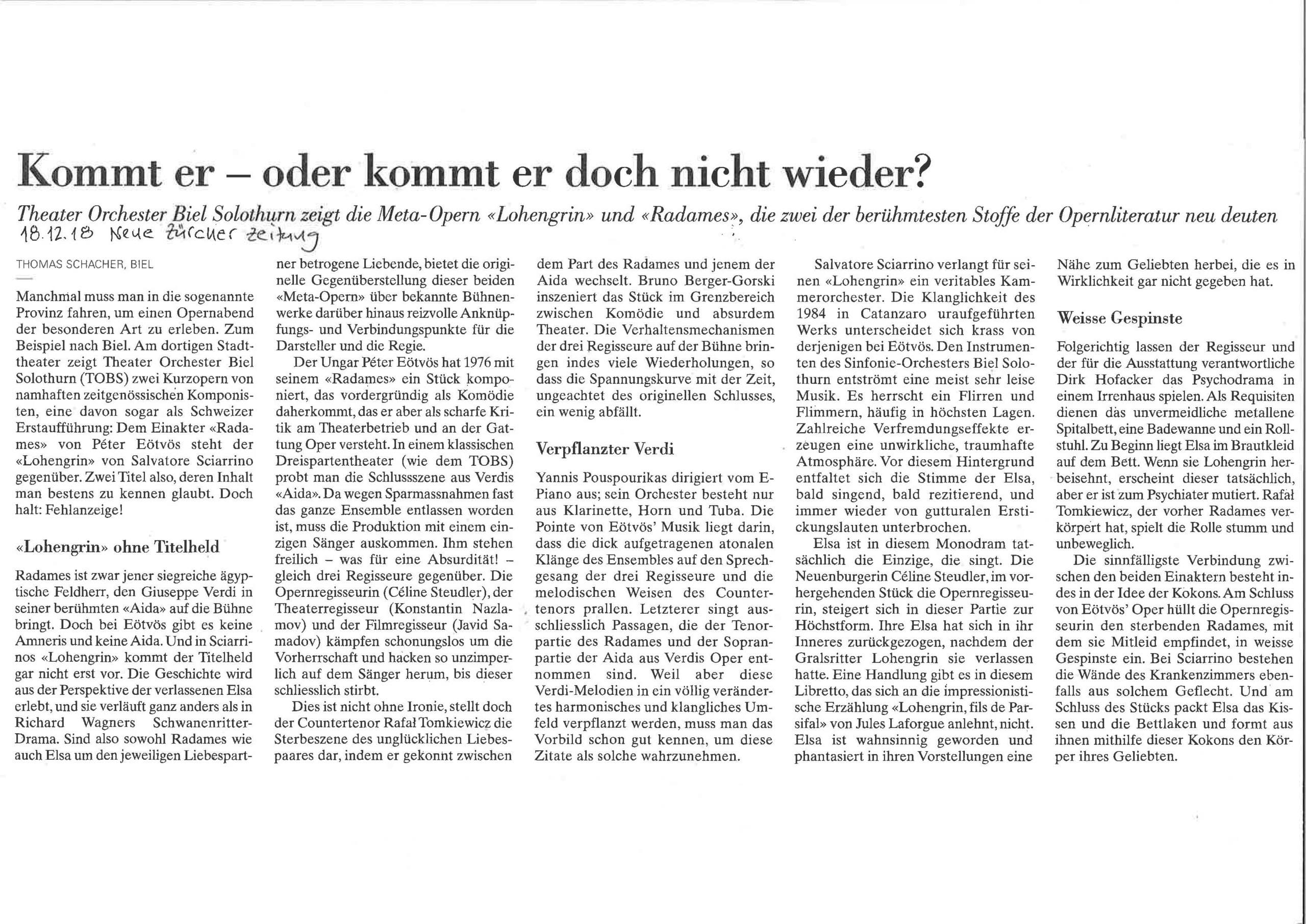 NZZ décembre 2018